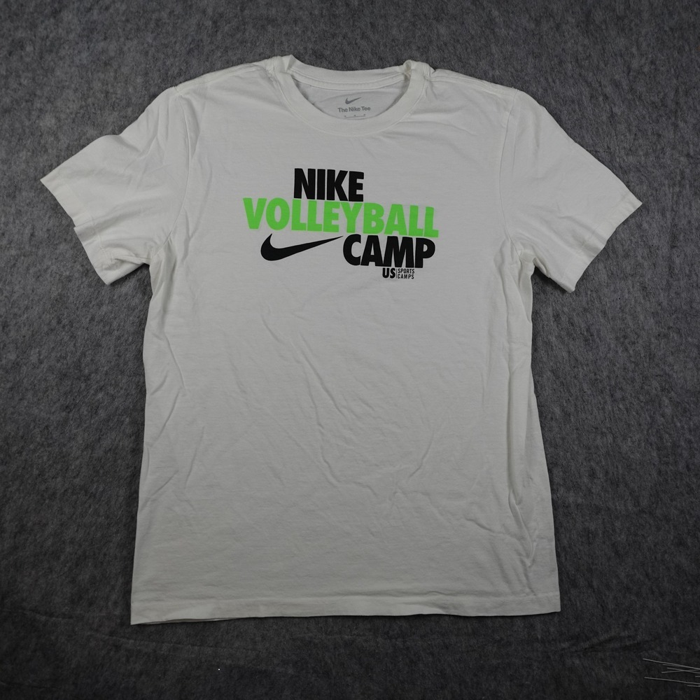 Nike Shirt Men Medium White Volleyball Camp Graphic Swoosh Athletic Sport Tee